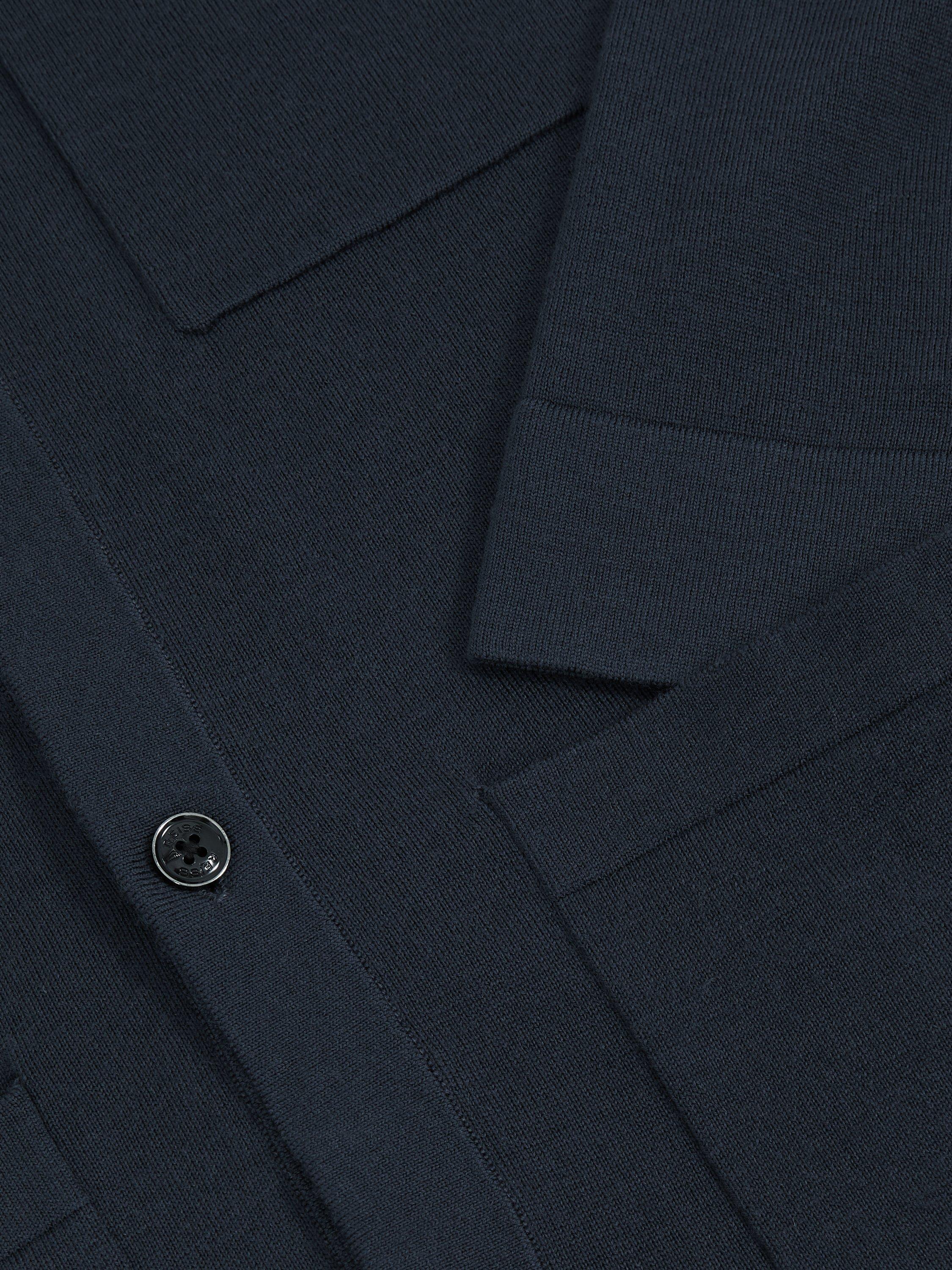Product image 3 of 6, which shows Reiss Munich Merino Wool Button Through Shirt, Midnight Navy, XS