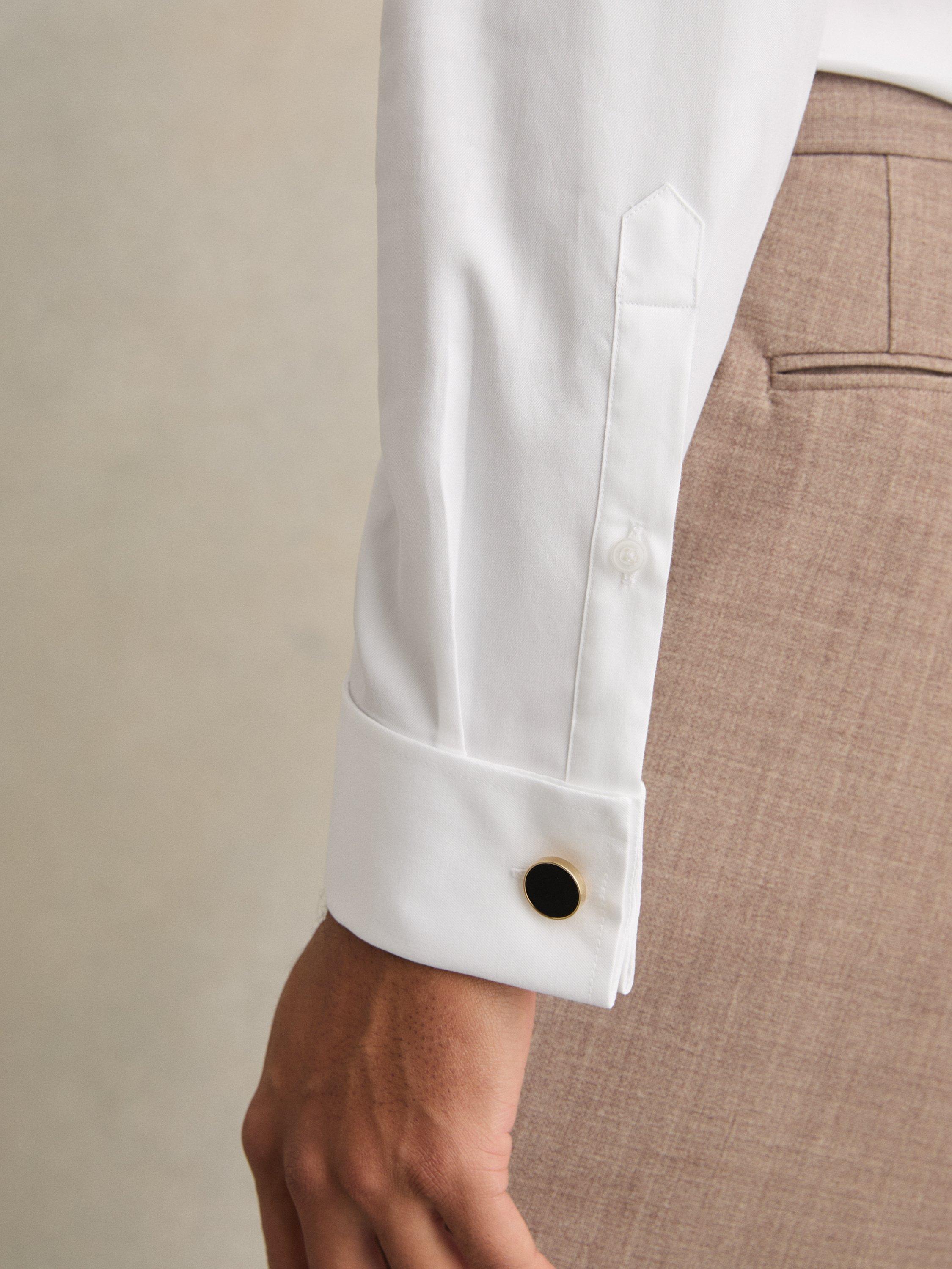 Product image 2 of 5, which shows Reiss Remote Slim Fit Double Cuff Cotton Shirt, White, XS