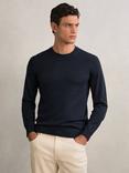 Reiss Wessex Merino Wool Crew Neck Jumper, Midnight Navy
