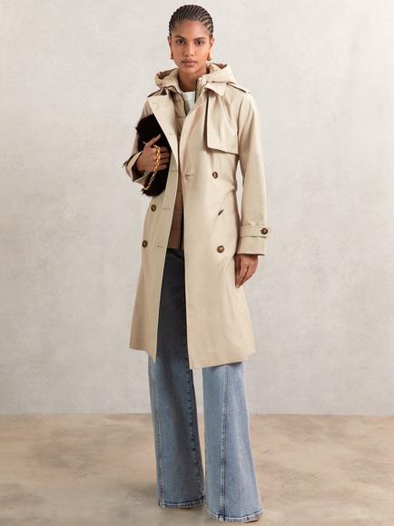 Reiss Petite Azura Zip Out Rain Mac, Stone, Stone