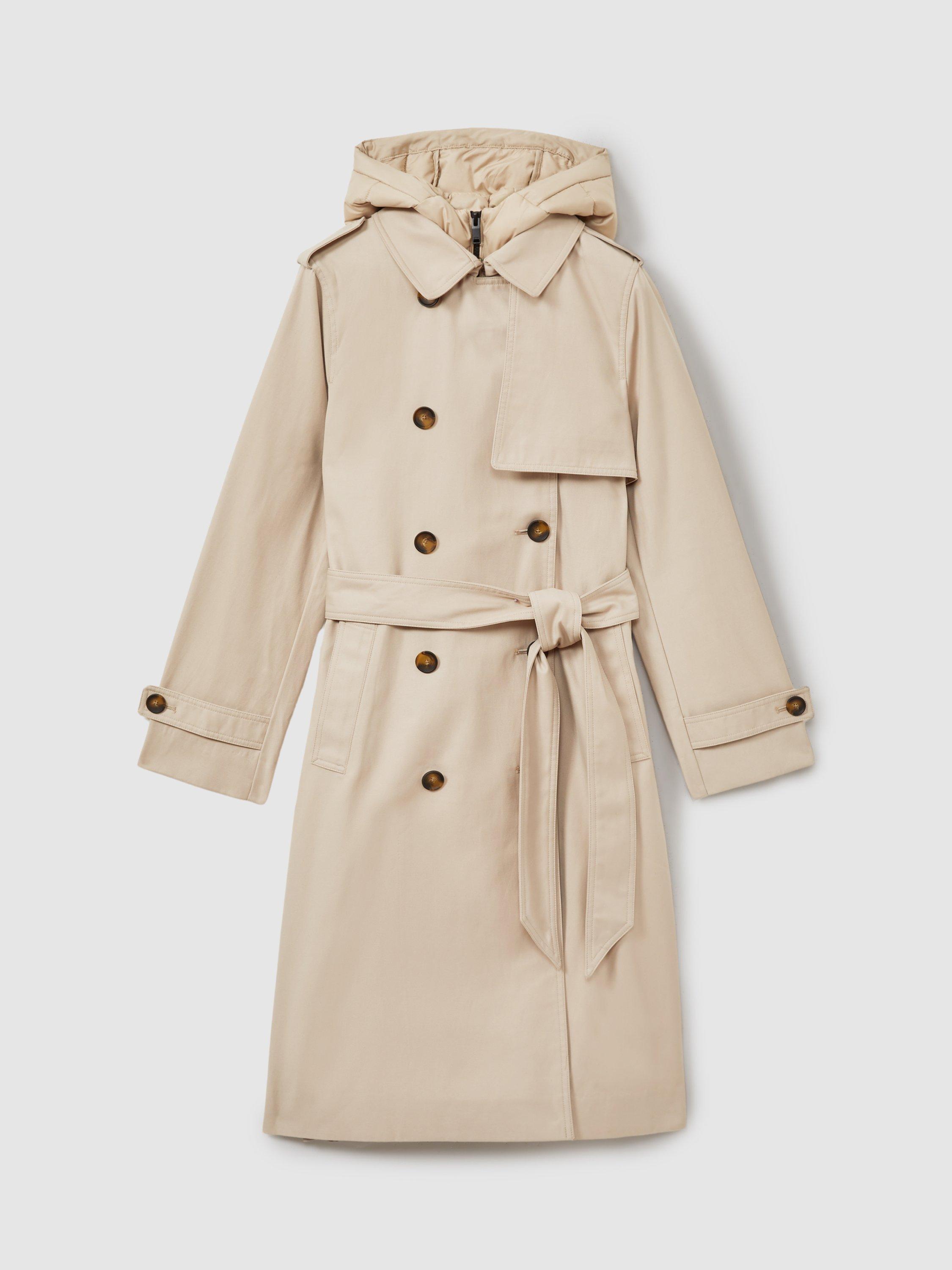 Reiss Petite Azura Zip Out Rain Mac, Stone
