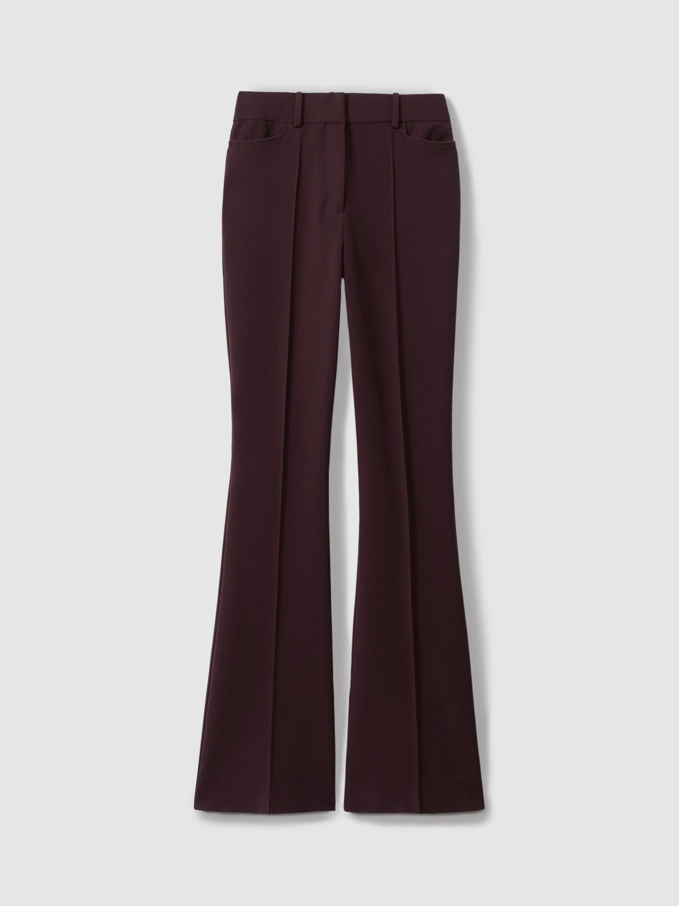 Product image 2 of 4, which shows Reiss Petite Gabi Flared Trousers, Berry, 6Pt