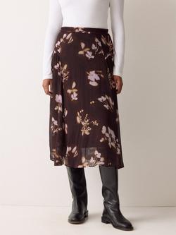 Jigsaw Spray Floral Midi Skirt, Purple/Multi