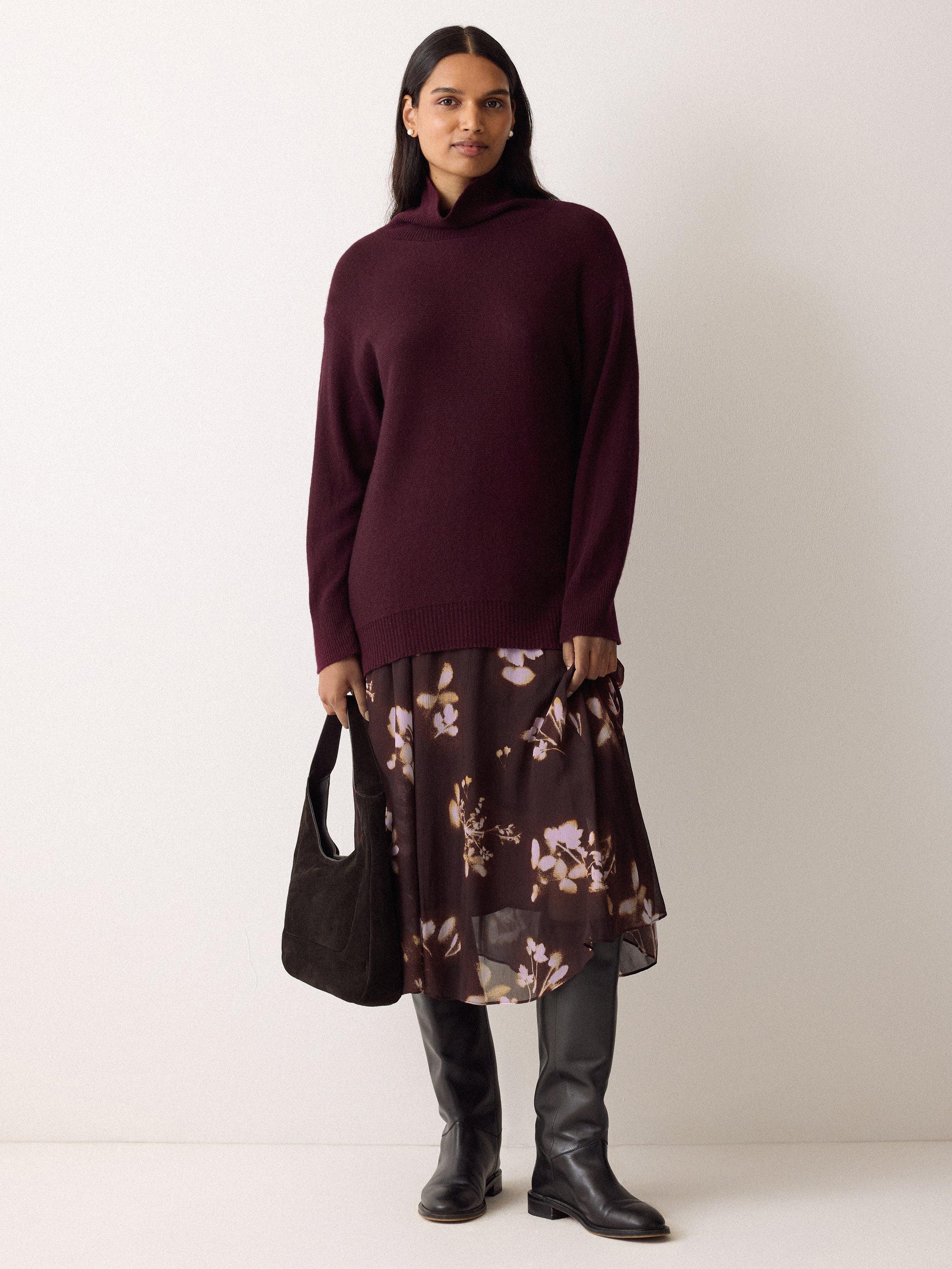 Product image 4 of 4, which shows Jigsaw Spray Floral Midi Skirt, Purple/Multi, 6