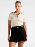 Forever New Reagan Contrast Trim Polo Shirt, Cream