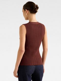 Forever New Ivy Pointelle Knit Waistcoat, Terracotta - view 2, Terracotta