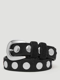 HUSH Studded Leather Belt, Black, Black