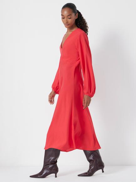 HUSH Grace V-Neck Long Sleeve Midi Dress - view 2, True Red