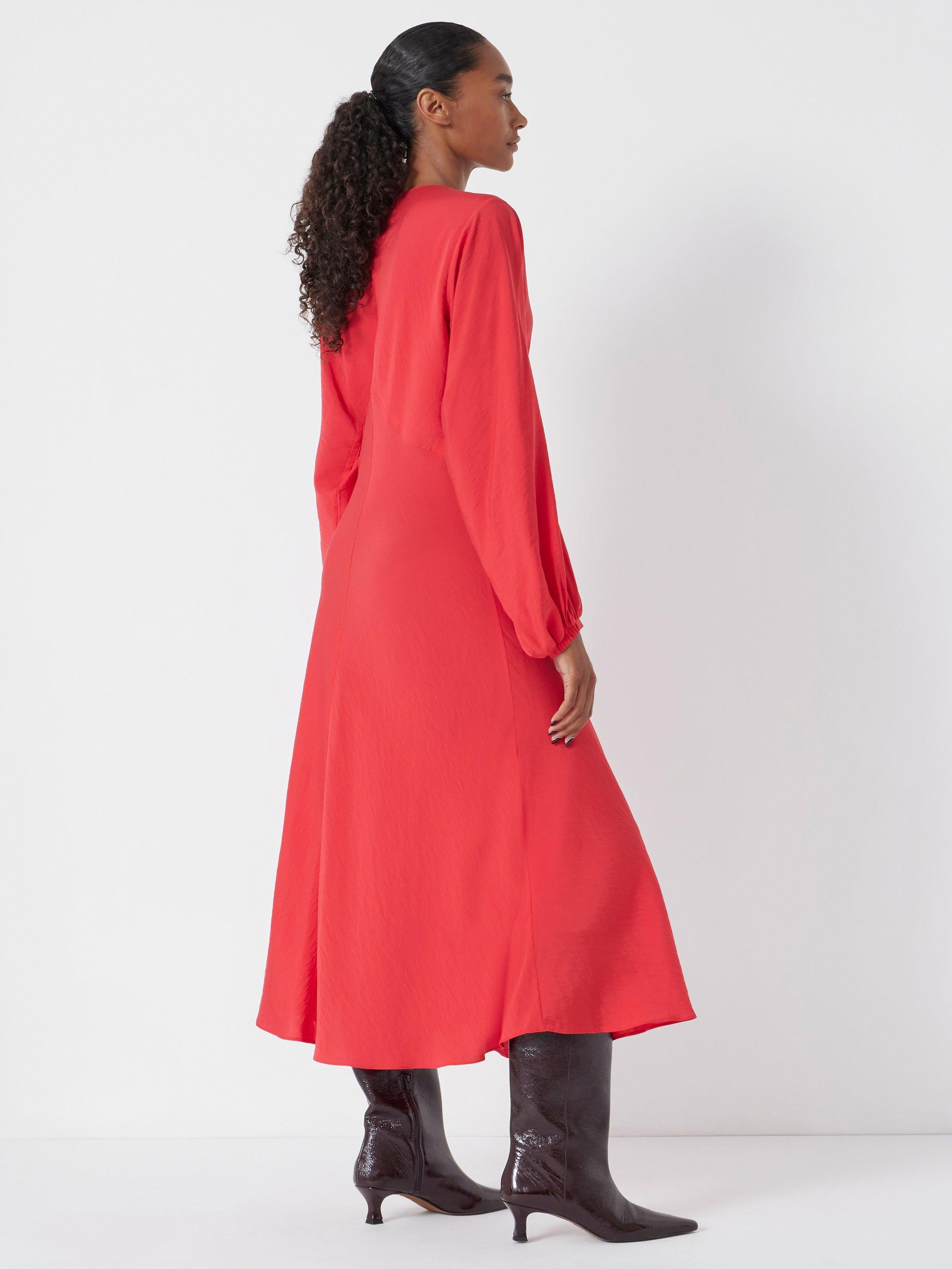 Product image 3 of 5, which shows HUSH Grace V-Neck Long Sleeve Midi Dress, True Red, L