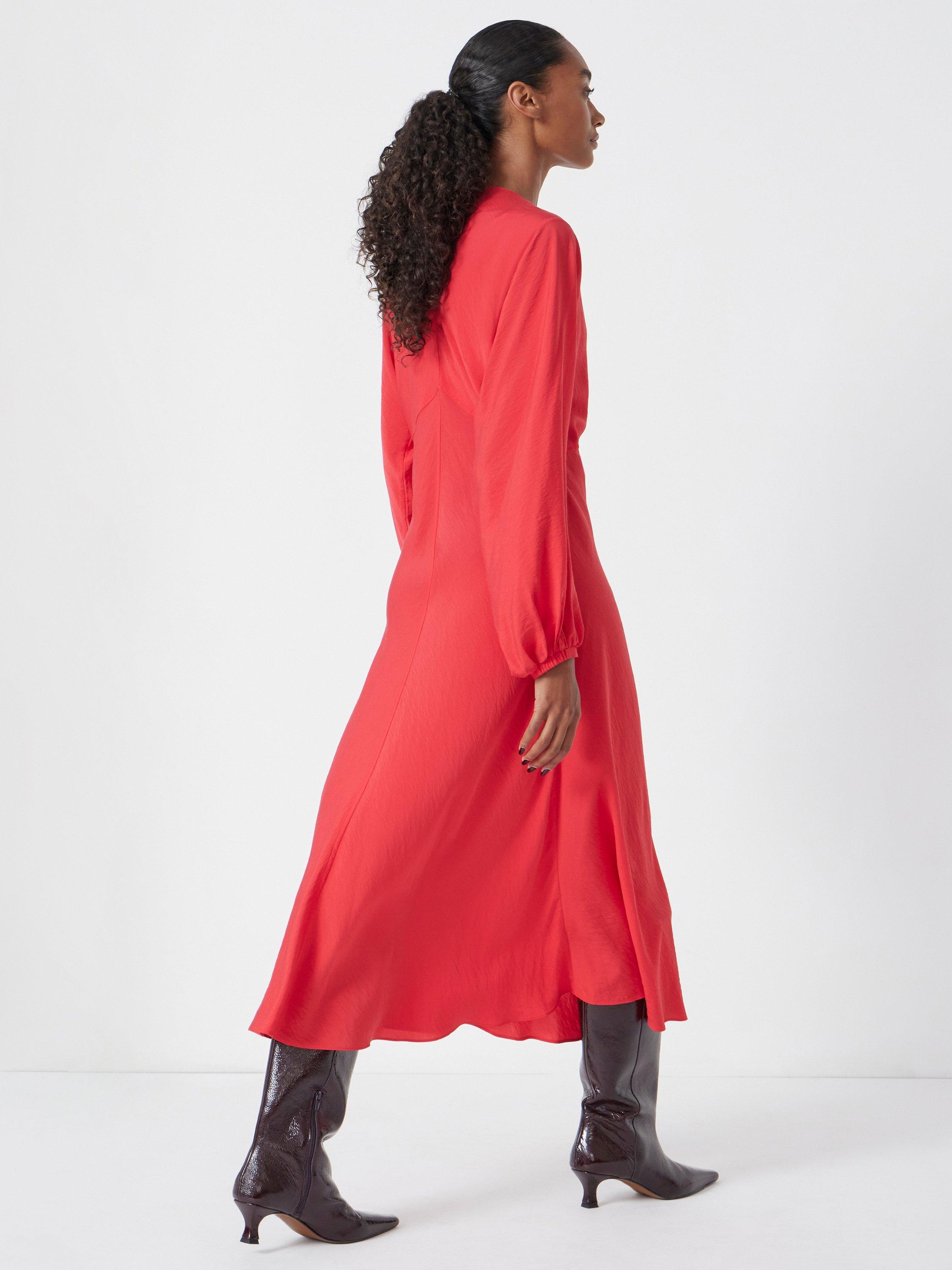 Product image 4 of 5, which shows HUSH Grace V-Neck Long Sleeve Midi Dress, True Red, L