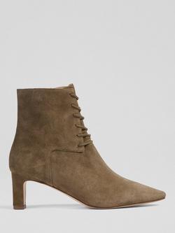 L.K.Bennett Betty Suede Lace Up Boots, Khaki