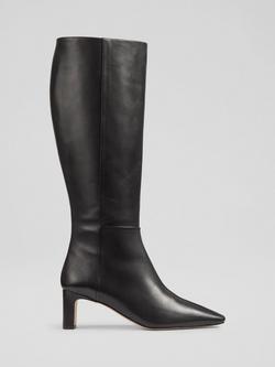 L.K.Bennett Margarite Leather Knee High Boots, Black
