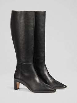 L.K.Bennett Margarite Leather Knee High Boots - view 2, Black
