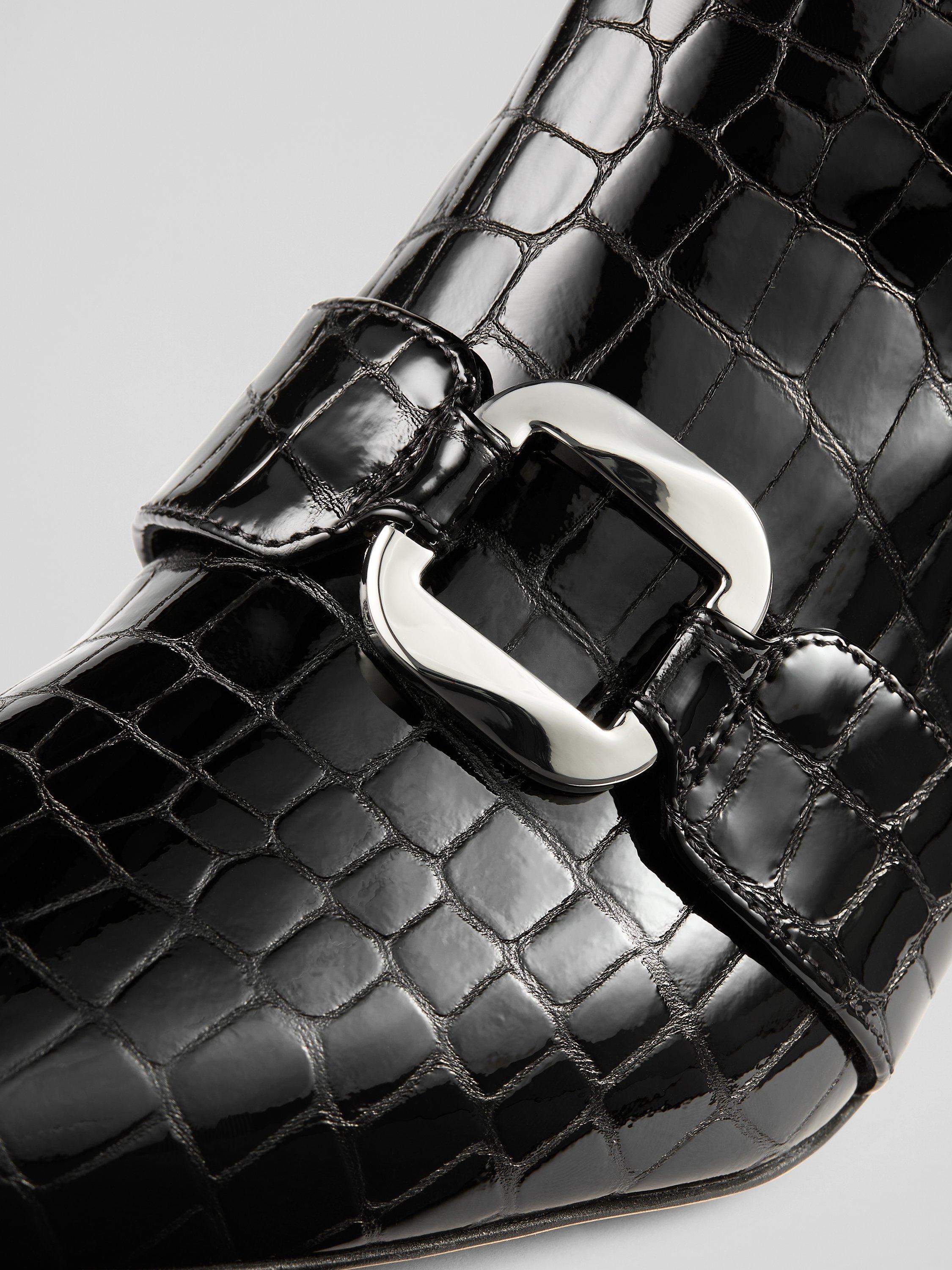 Product image 3 of 3, which shows L.K.Bennett Nadima Patent Croc Leather Ankle Boots, Black, 7