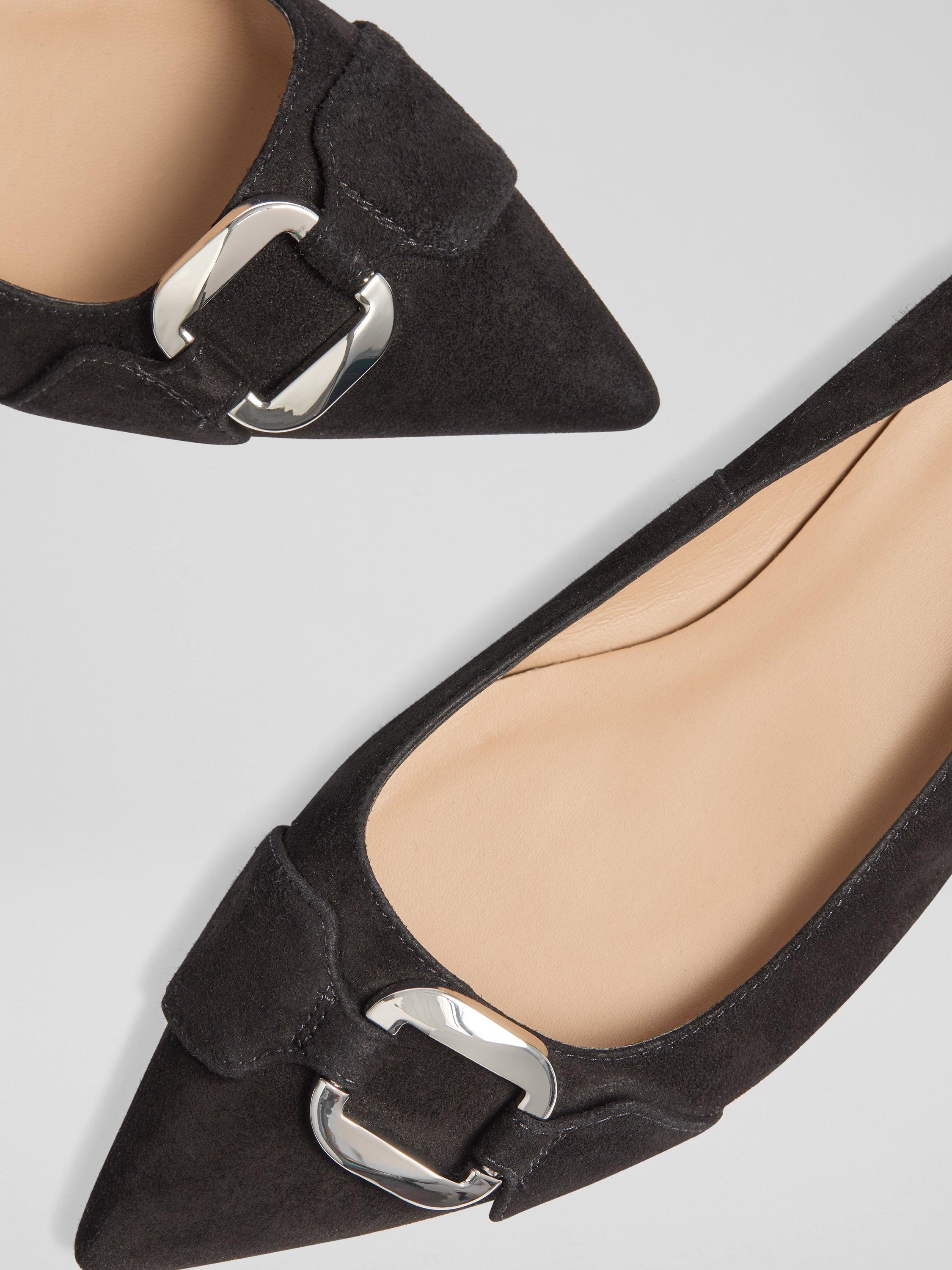 Product image 3 of 3, which shows L.K.Bennett Ethel Suede Pointed Flats, Black, 3