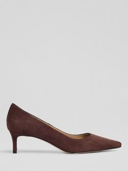L.K.Bennett Ava Suede Pointed Kitten Heel Court Shoes, Chocolate