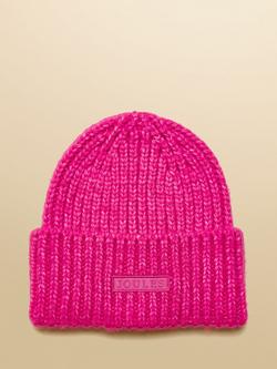 Joules Rib Knit Beanie Hat, Pink