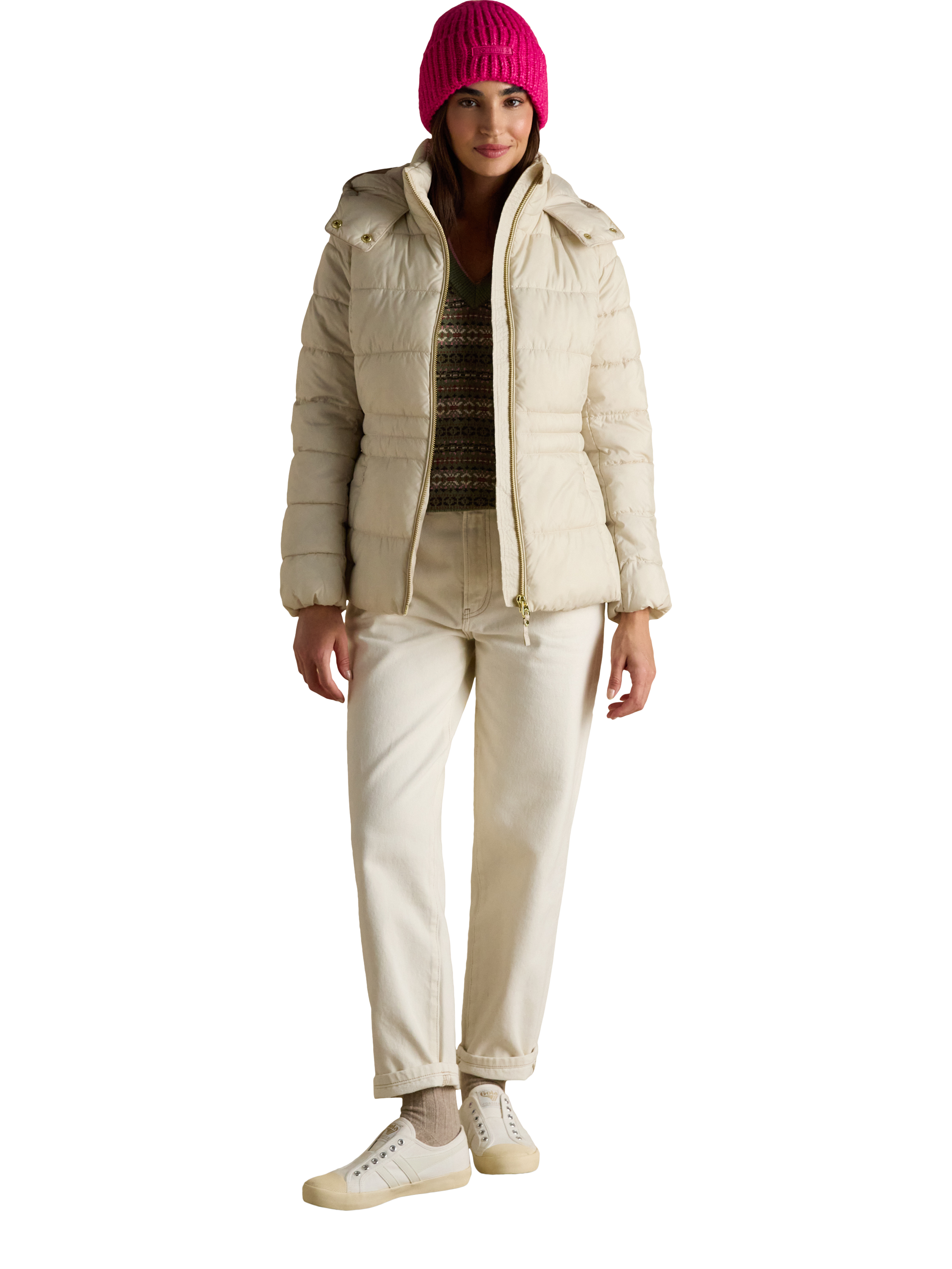 Product image 6 of 6, which shows Joules Rib Knit Beanie Hat, Pink