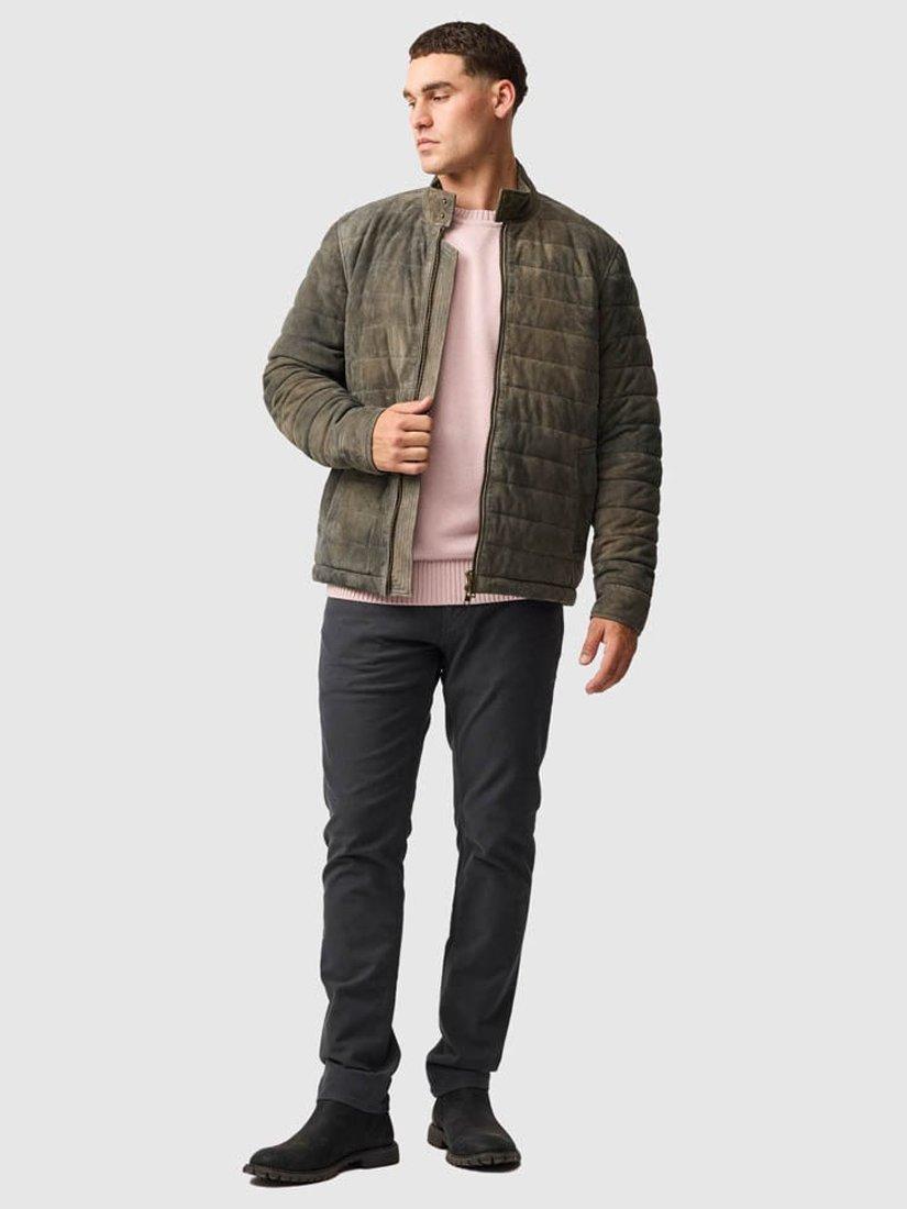 Product image 2 of 6, which shows Rodd & Gunn Long Islaea Leather Harrington Jacket , Mouse, L