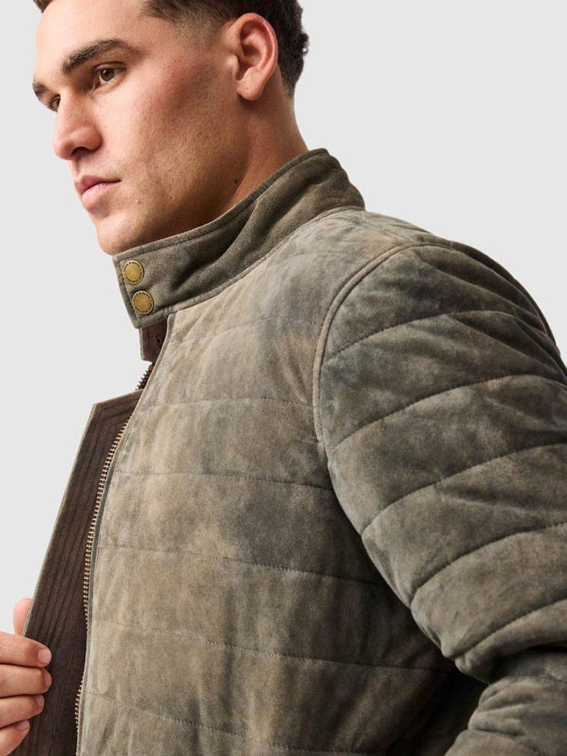 Product image 6 of 6, which shows Rodd & Gunn Long Islaea Leather Harrington Jacket , Mouse, L