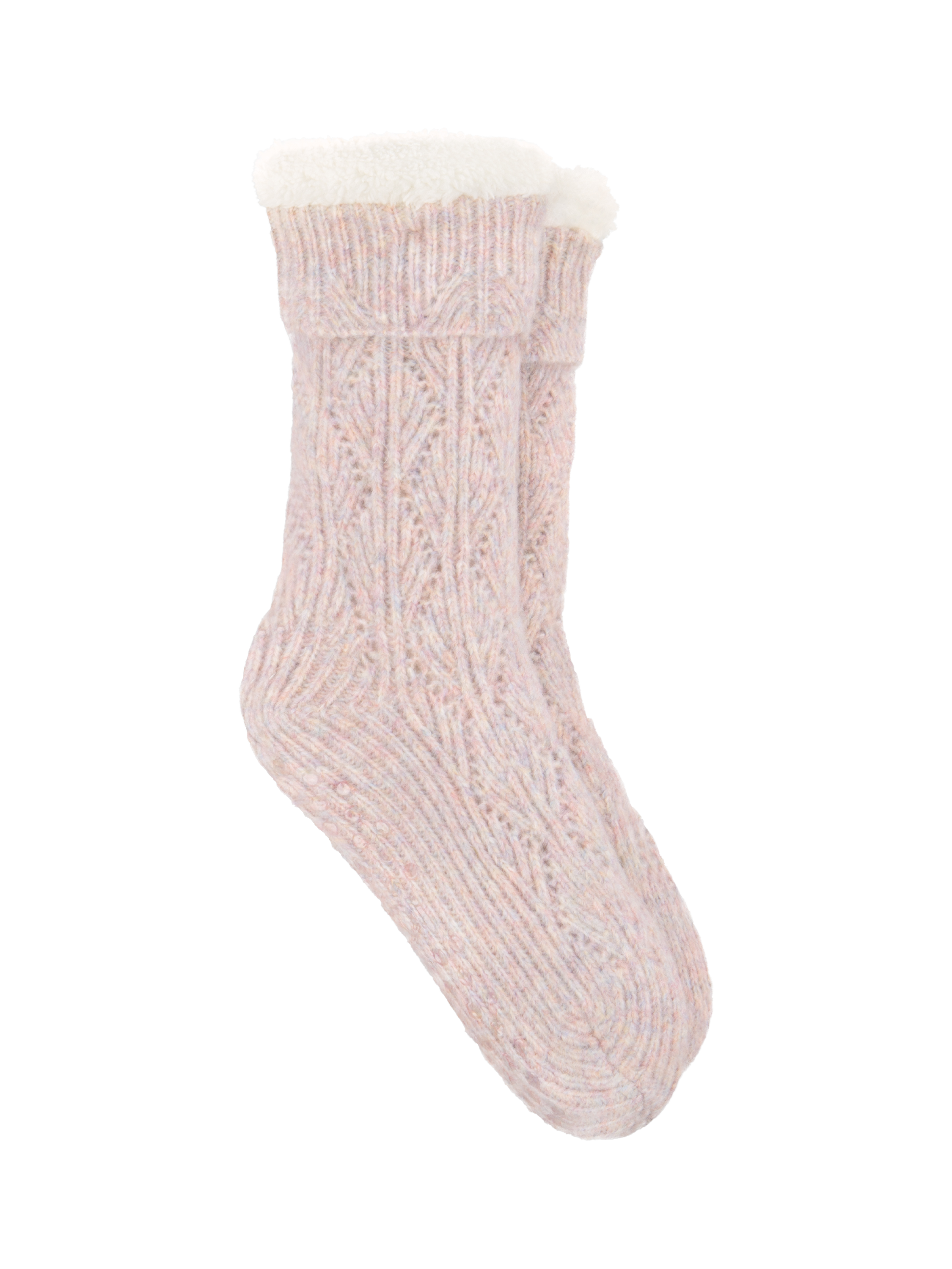 Product image 1 of 5, which shows totes toasties Women's Texture Slipper Socks, Pink Mix