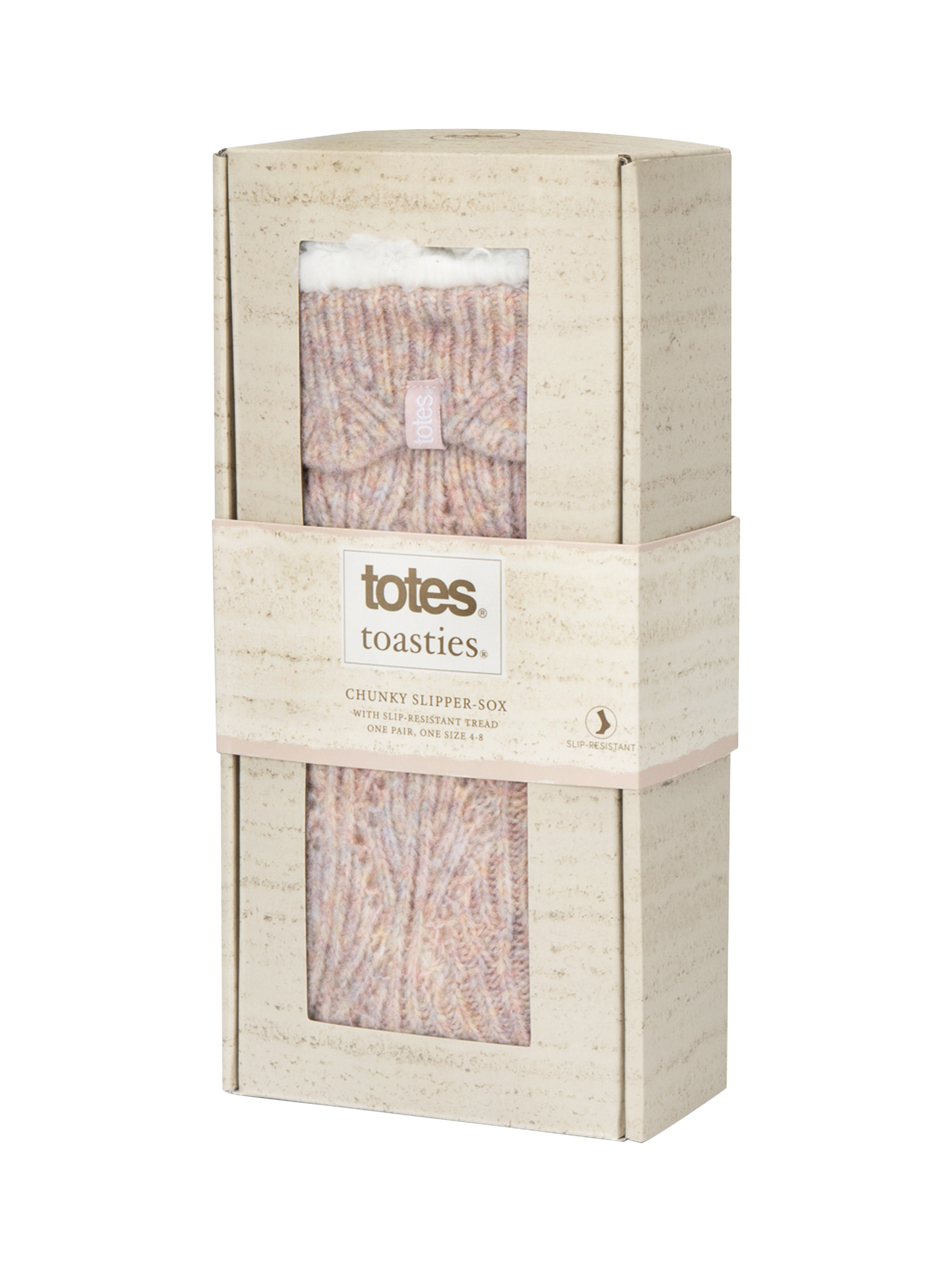 Product image 4 of 5, which shows totes toasties Women's Texture Slipper Socks, Pink Mix