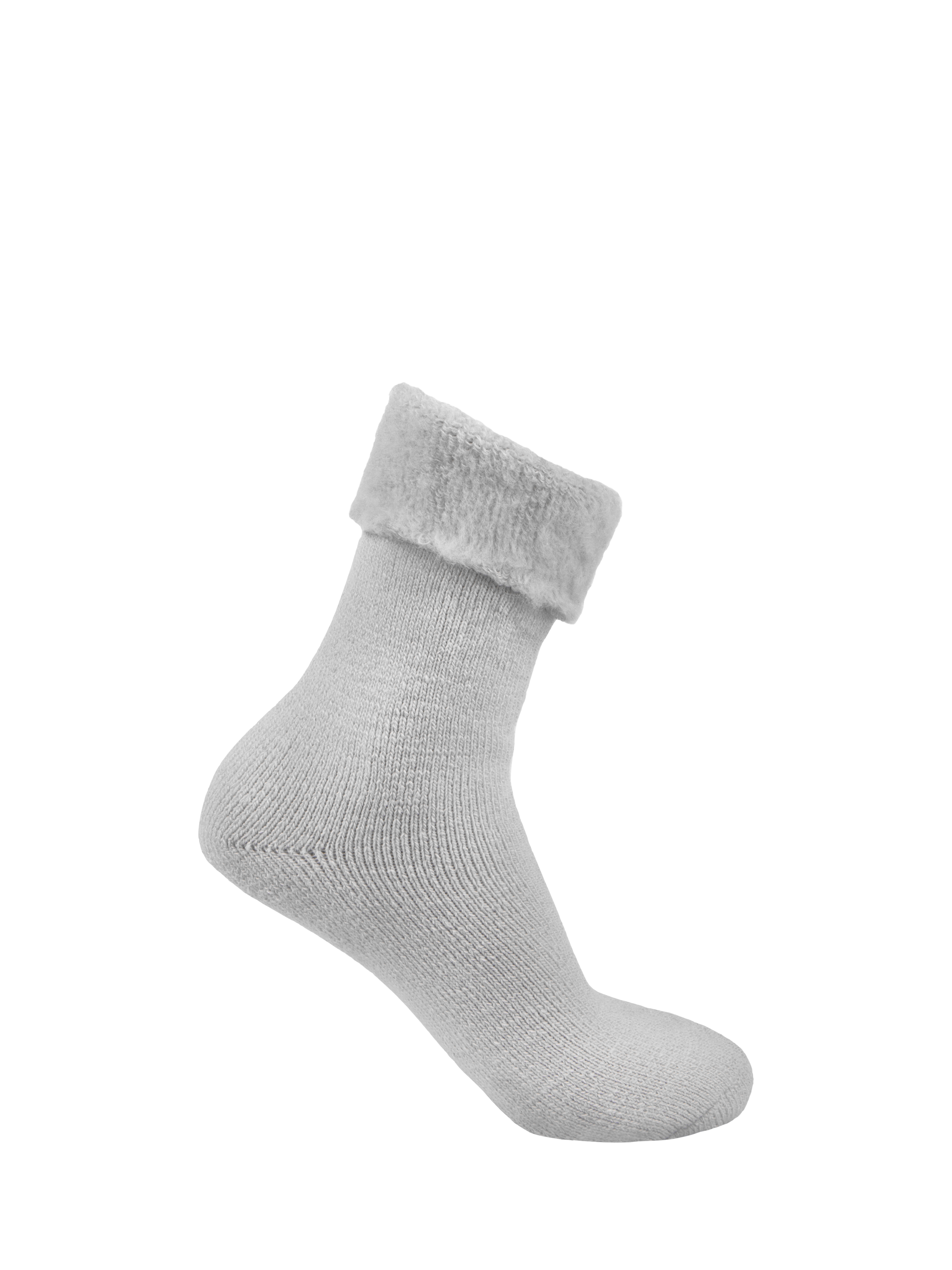 Product image 3 of 7, which shows totes Toasties Brushed Thermal Bed Socks, Grey/Oat, One Size