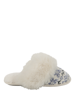 totes toasties Women's Fair Isle Knit Mule Slippers, Blue, Blue