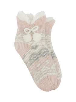 totes Women's Chenille Crop Knitted Slipper Socks, Multi, Multi