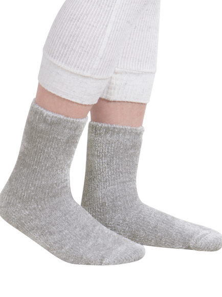 totes Women's FairIsle & Chenille Bed Socks, Grey/Fair Isle, Twin Pack - view 2, Grey / Fair Isle