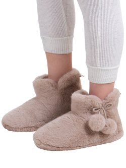 totes toasties Women's Faux Fur Boot Slippers, Oat - view 2, Oat