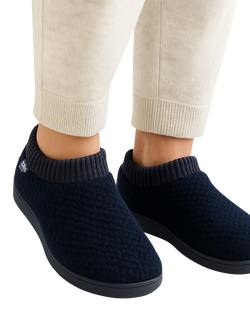 totes Isotoner Women's Popcorn Full Back Slipper Boots, Navy - view 2, Navy