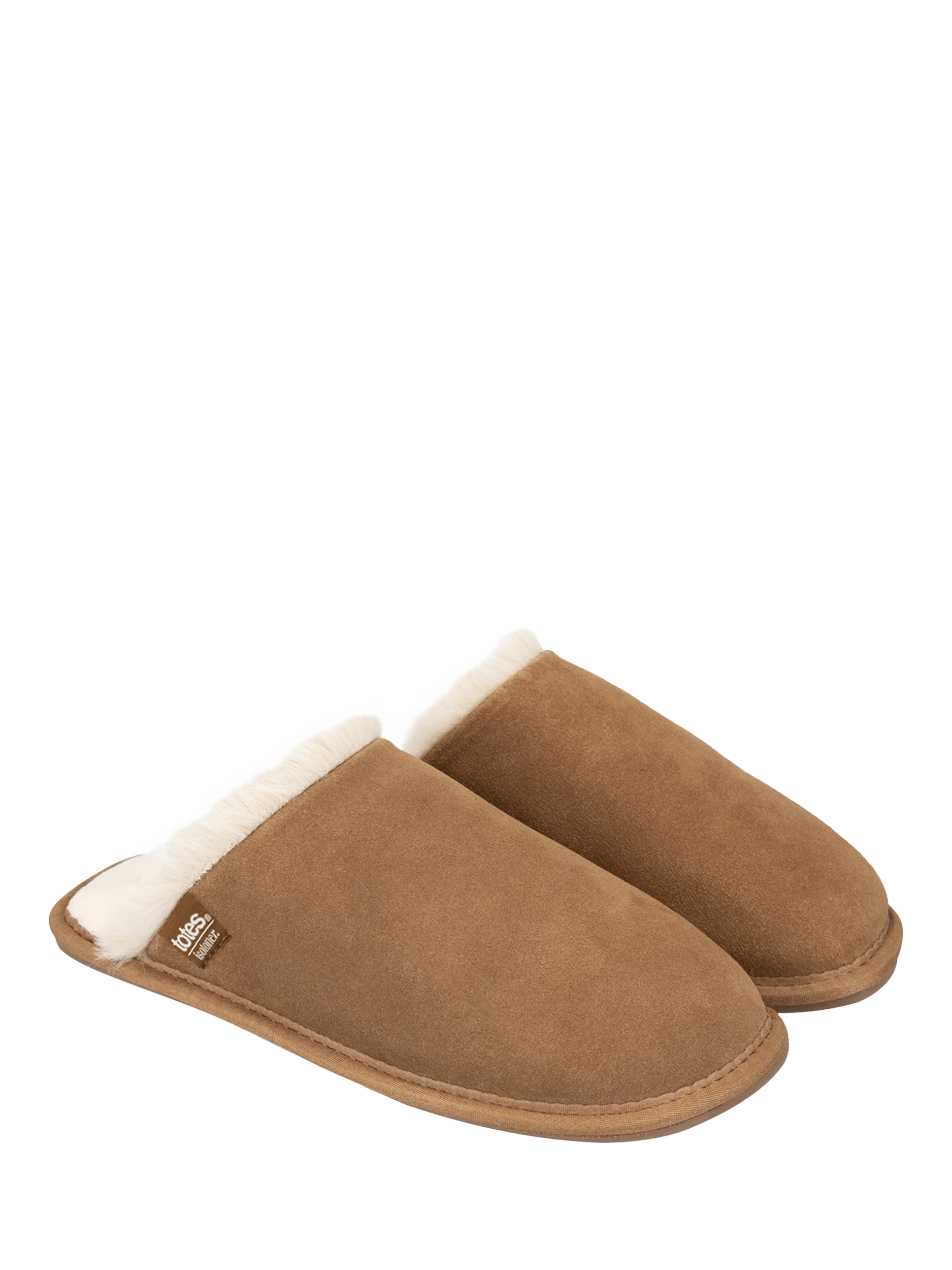 Product image 3 of 6, which shows totes Isotoner Women's Real Suede Mule Slippers, Tan, 4