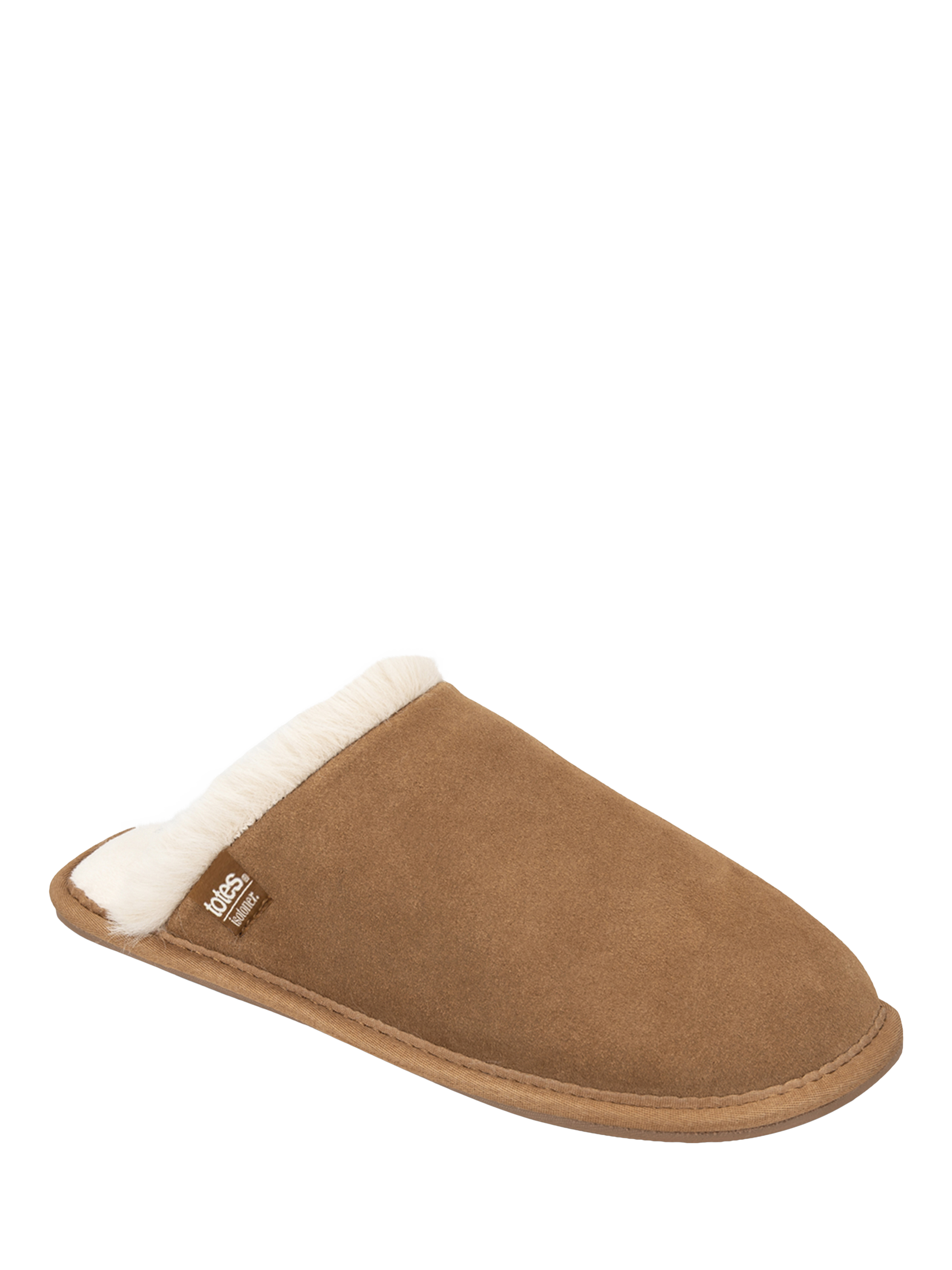 Product image 4 of 6, which shows totes Isotoner Women's Real Suede Mule Slippers, Tan, 4