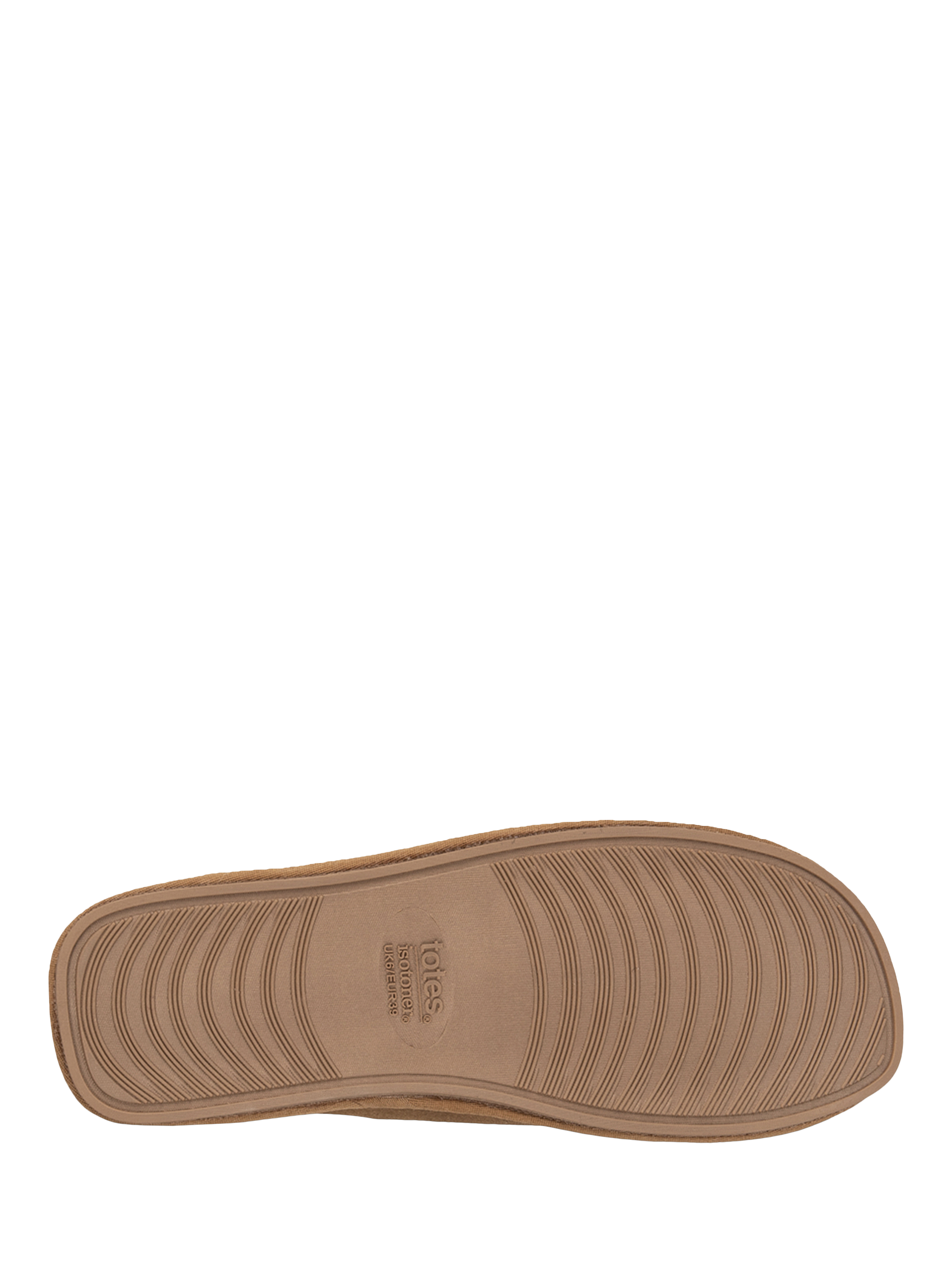 Product image 6 of 6, which shows totes Isotoner Women's Real Suede Mule Slippers, Tan, 4