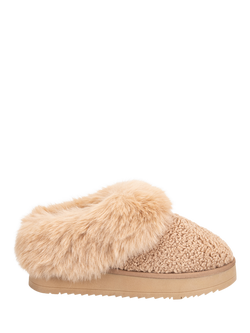 totes toasties Women's Icons Textured Mule Slippers, Camel, Camel