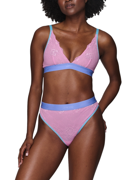 Lemonade Dolls Wicked Glinda Picot Lace Trilogy Bralette, Pink Multi, Pink Multi