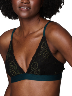 Lemonade Dolls Wicked Elphaba Shimmer Lace Bralette, Forest Green, Forest Green