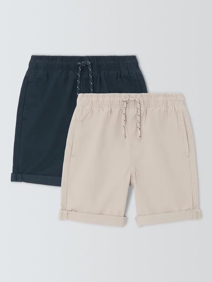 John Lewis Kids' Chino Shorts, Pack of 2, Multi, Multi