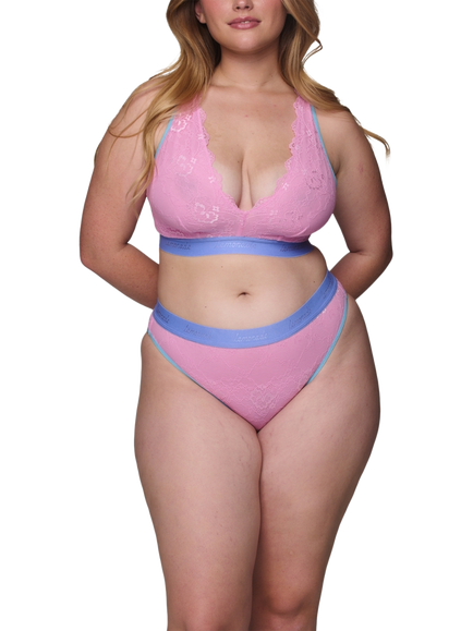 Lemonade Dolls Wicked Glinda Picot Lace Trilogy Full Cup Bra, Pink Multi, Pink Multi