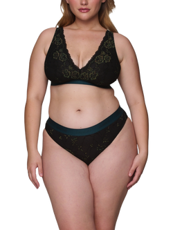 Lemonade Dolls Wicked Elphaba Shimmer Lace Knickers, Forest Green, Forest Green