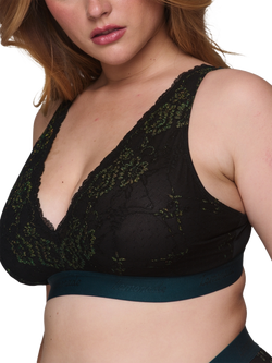 Lemonade Dolls Wicked Elphaba Shimmer Lace Full Cup Bra, Forest Green, Forest Green