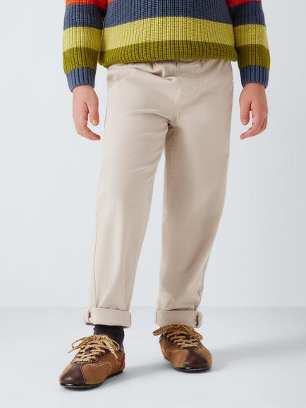 John Lewis Kids' Pull On Straight Chinos, Stone, Stone