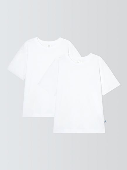 John Lewis Kids' Crew Neck T-Shirts, Pack of 2, White, White