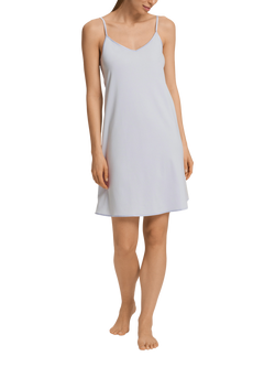 Hanro Silk Rich Trim Spaghetti Strap Nightdress, Powder Blue - view 2, Powder Blue
