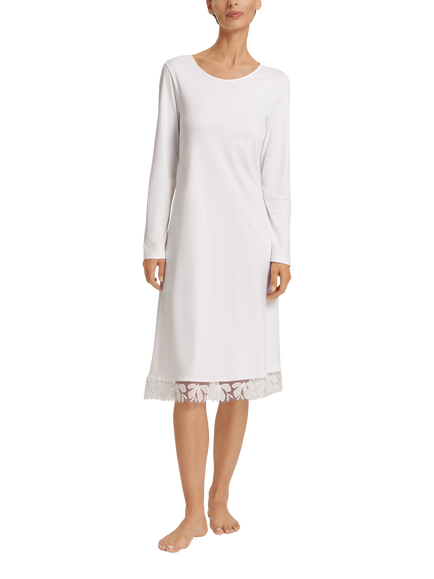 Hanro Kalea Embroidered Floral Nightdress, 0102 Off White, Off White