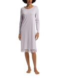 Hanro Kalea Embroidered Floral Nightdress, 0102 Off White, Pink Lavendar