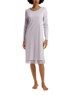 Hanro Kalea Embroidered Floral Nightdress, 0102 Off White, Pink Lavendar