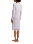 Hanro Kalea Embroidered Floral Nightdress, 0102 Off White, Pink Lavendar