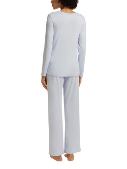Hanro Silk Rich Trim Long Pyjama Set - view 2, Powder Blue